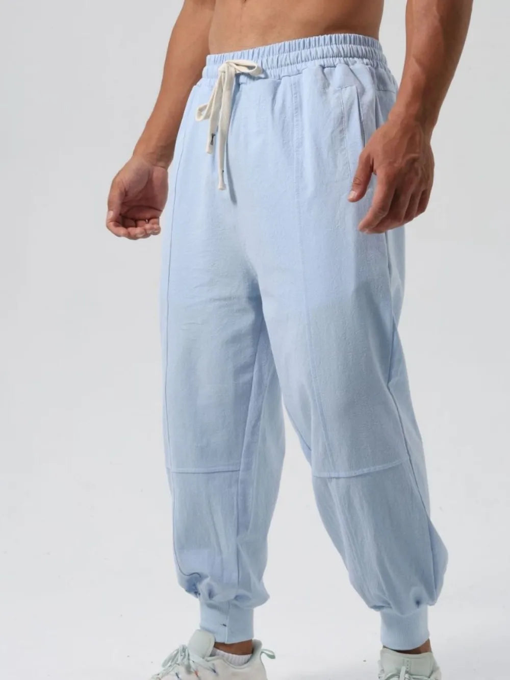 Men's Drawstring Joggers Light Blue