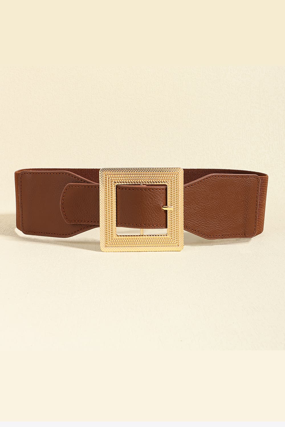 PU Leather Belt Brown One Size