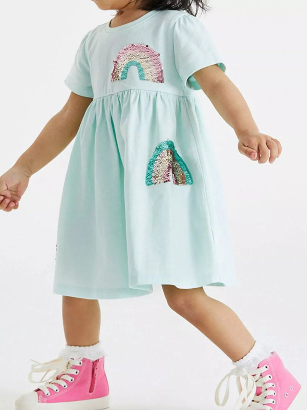 women's children's sequin rainbow casual dress - product showcase