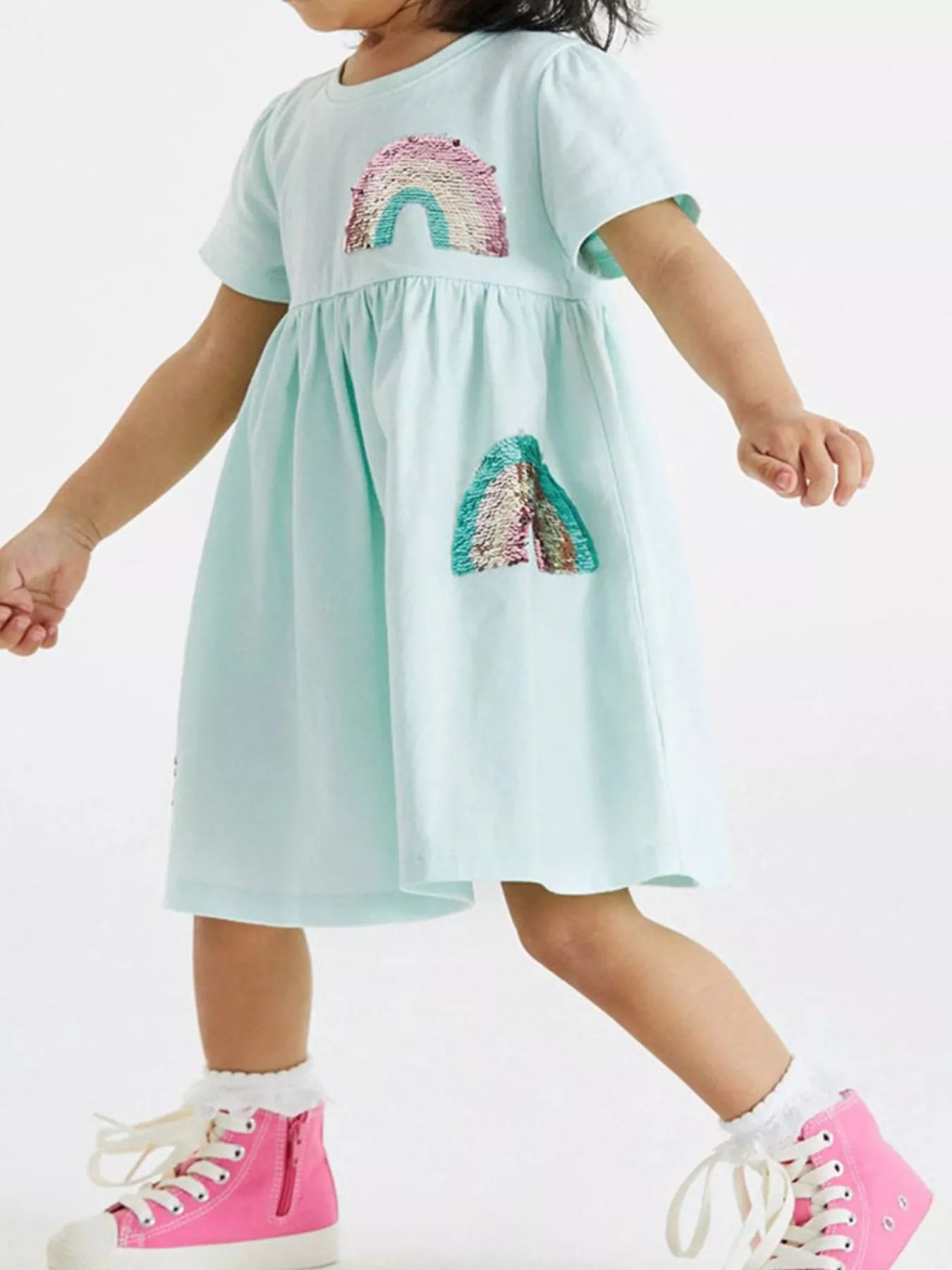 women's children's sequin rainbow casual dress - product showcase