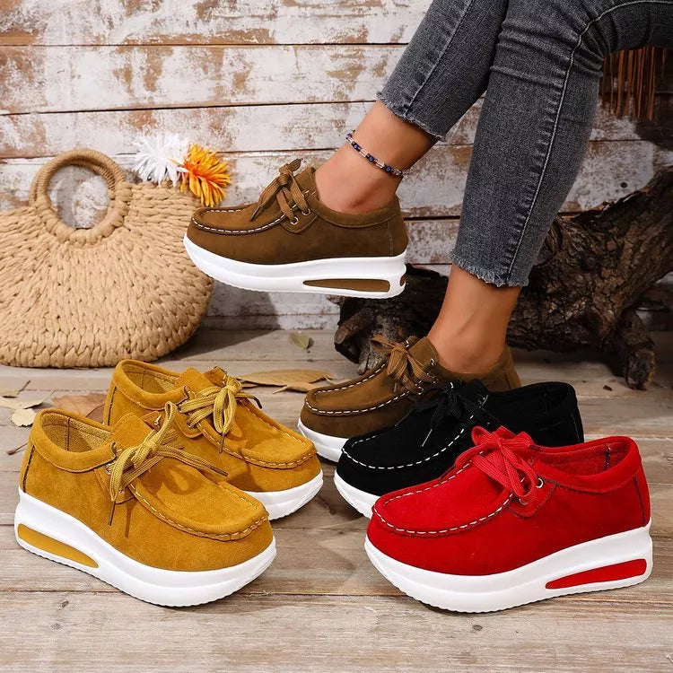 women's round toe platform sneakers - front view
