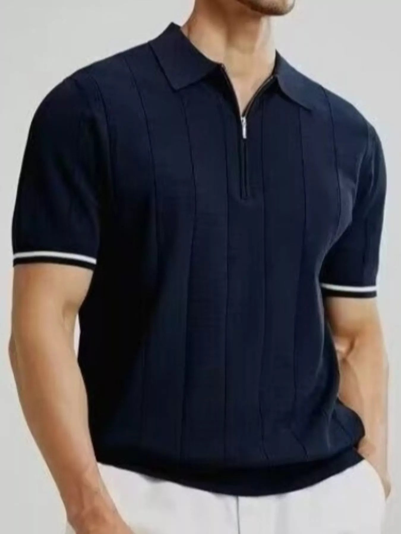 men's men's plus size modern fit zip-up polo shirt - product detail