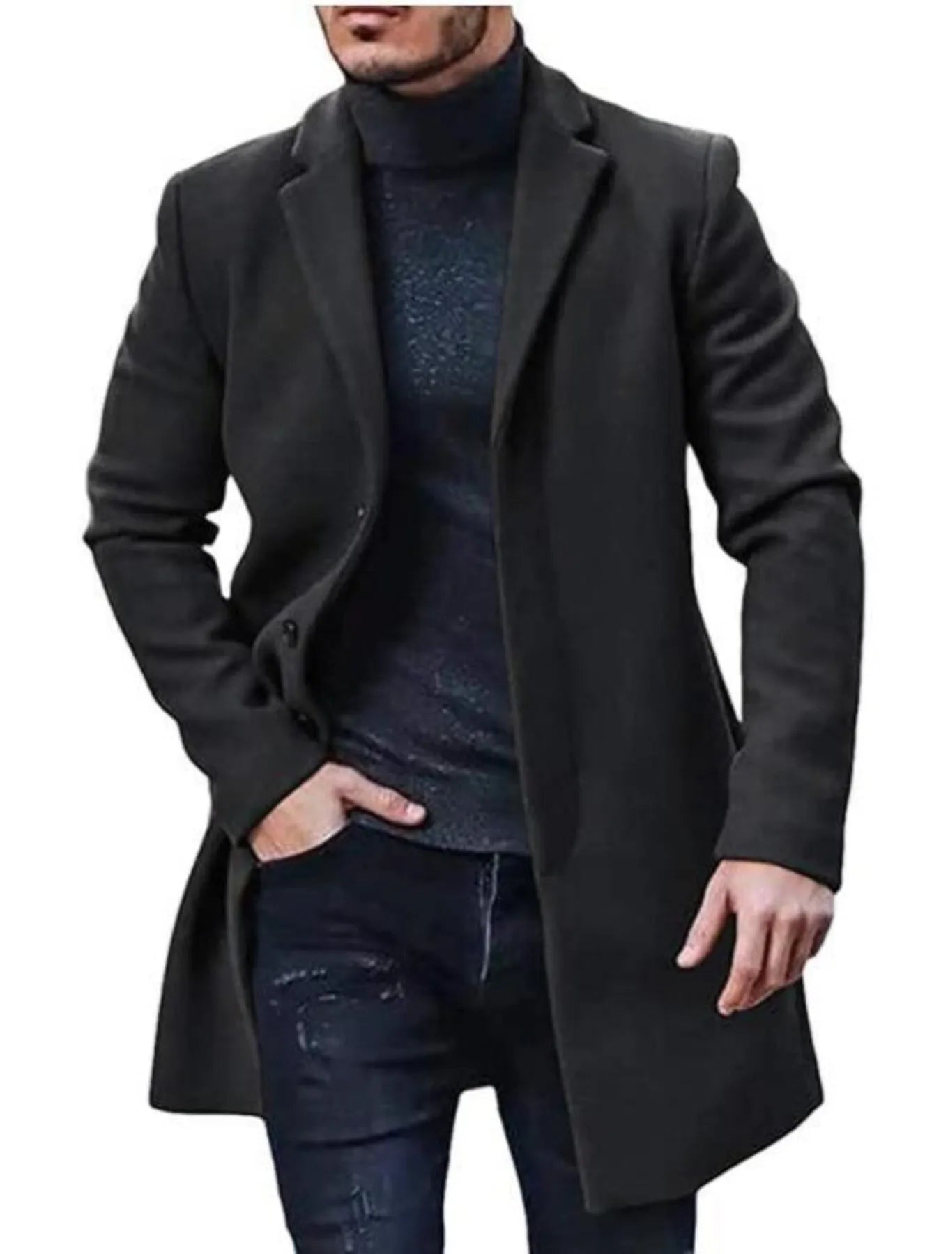 men’s modern warm jacket with zip closure