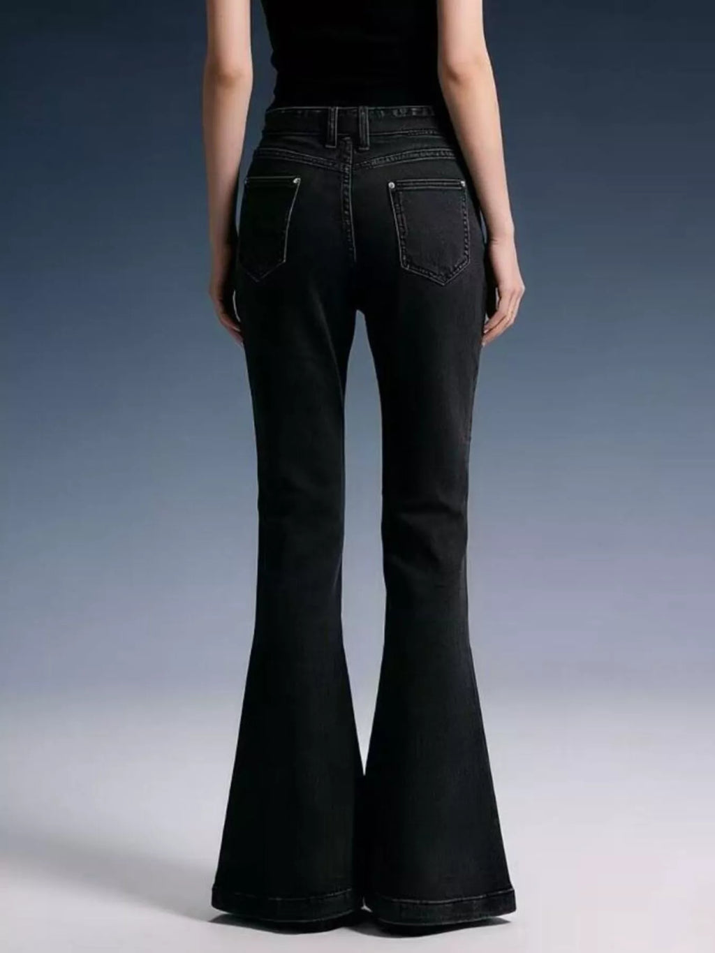 women's bow-tie high-waisted flare jeans - styling option