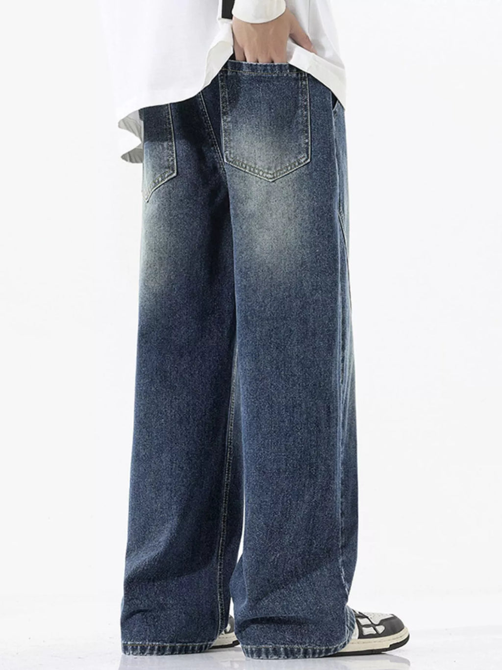 men's men's full size vintage wash wide leg jeans plus size - product detail