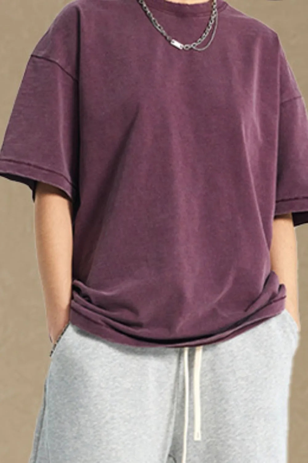 Men's Round Neck Half Sleeve T-Shirt Mauve