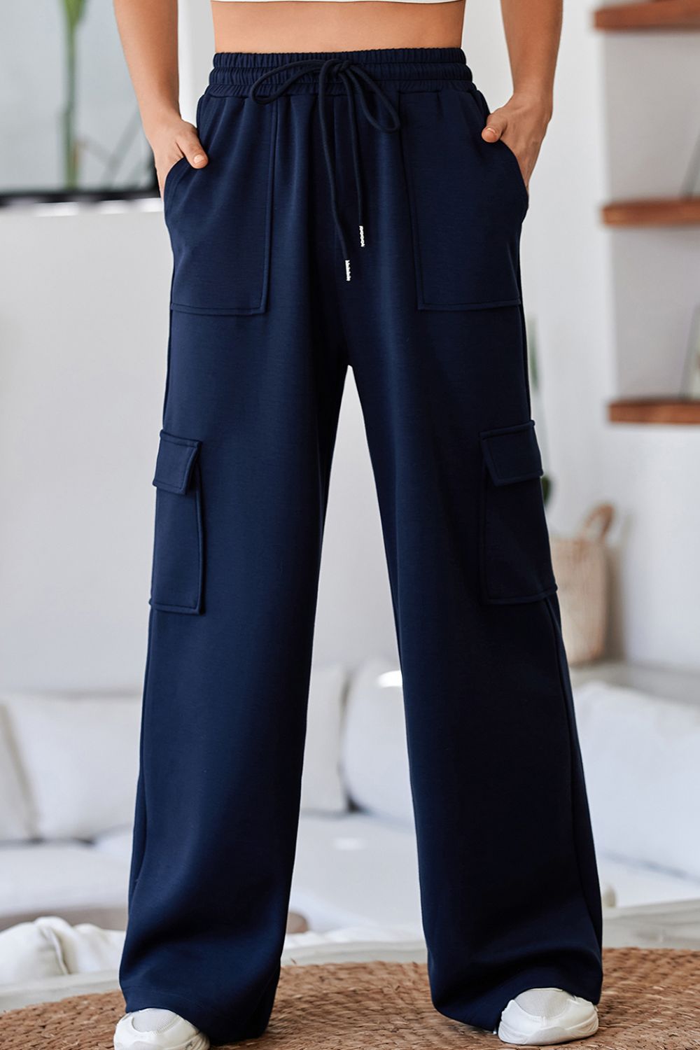 Multi Pockets High Waist Wide Leg Workout Pants
