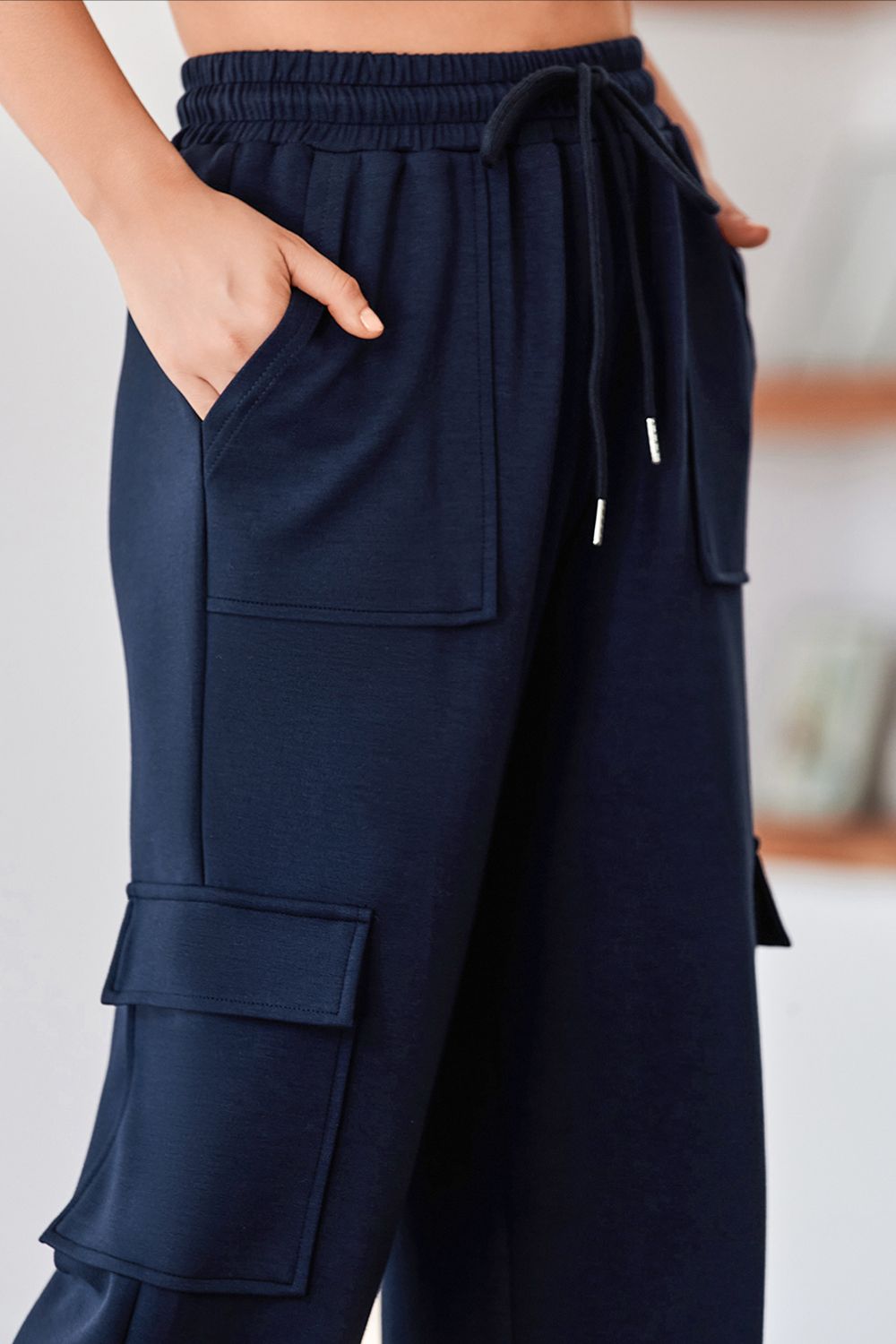 Multi Pockets High Waist Wide Leg Workout Pants