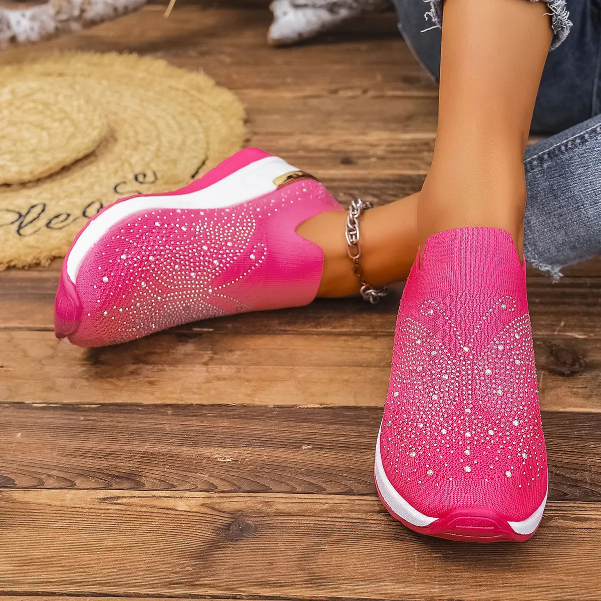 women's rhinestone wedge sneakers - extra view