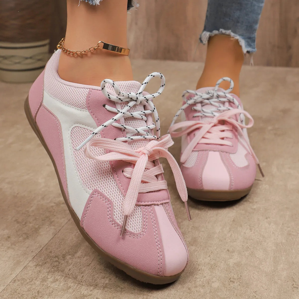 women's round toe platform sneakers - front view