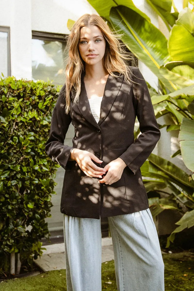 bibi single brested peaked lapel blazer shown as women’s blazer