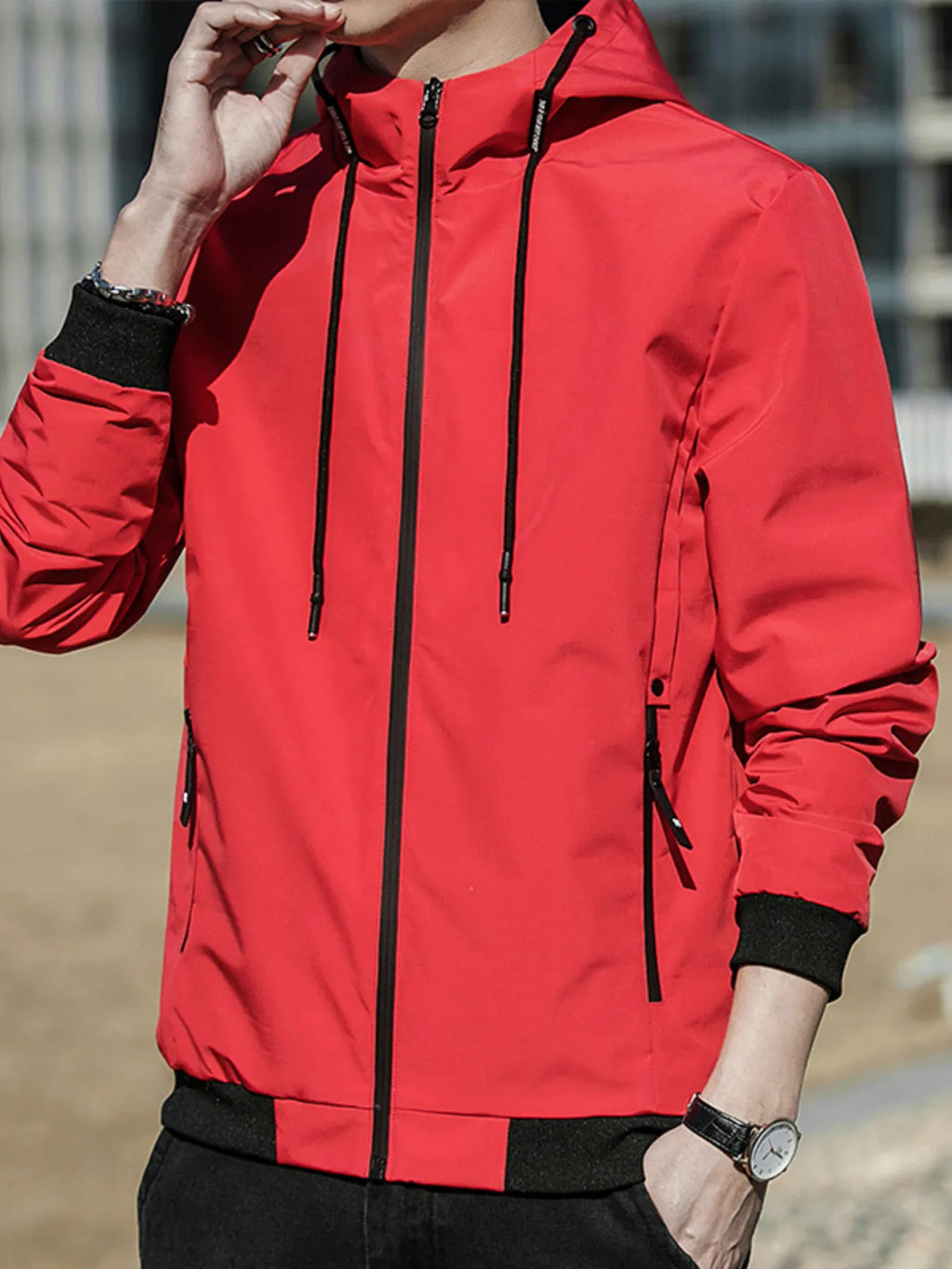 men’s textured puffer jacket with sherpa lining