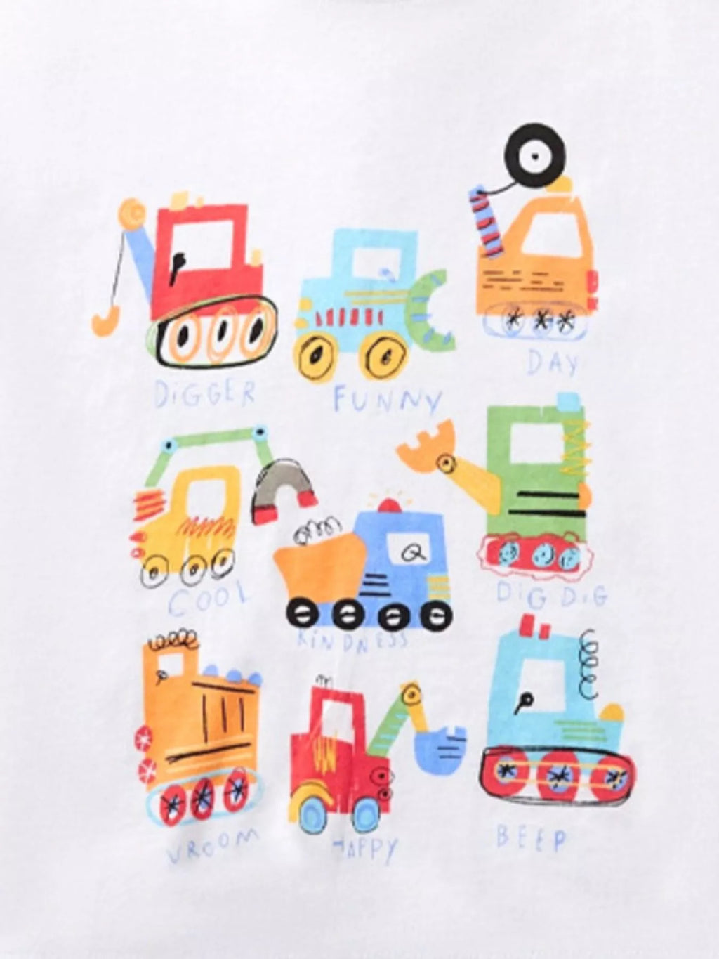 women's children's cartoon construction vehicle crew neck t-shirt - product detail