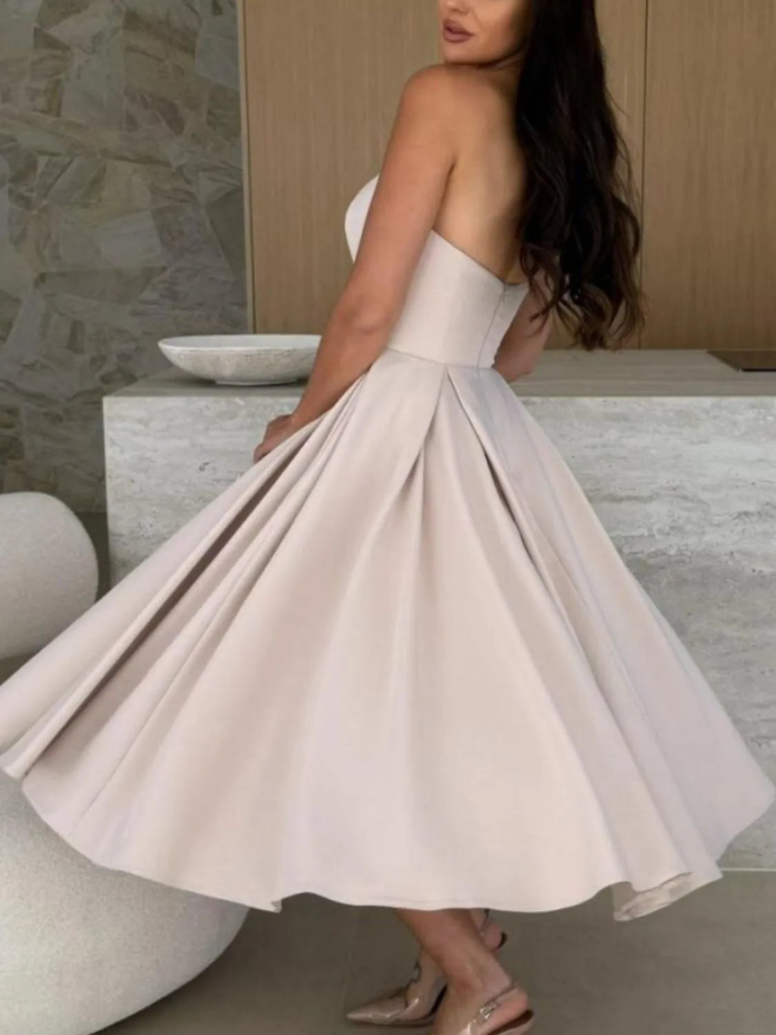 Solid Color Tube Midi Dress – Donjane