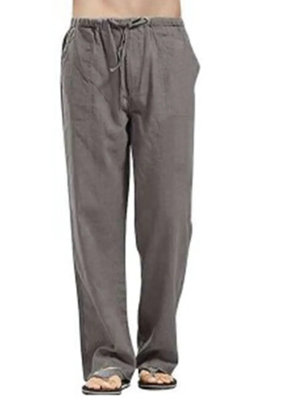 Men's Full Size Drawstring Pants with Pockets Plus Size Dark Gray