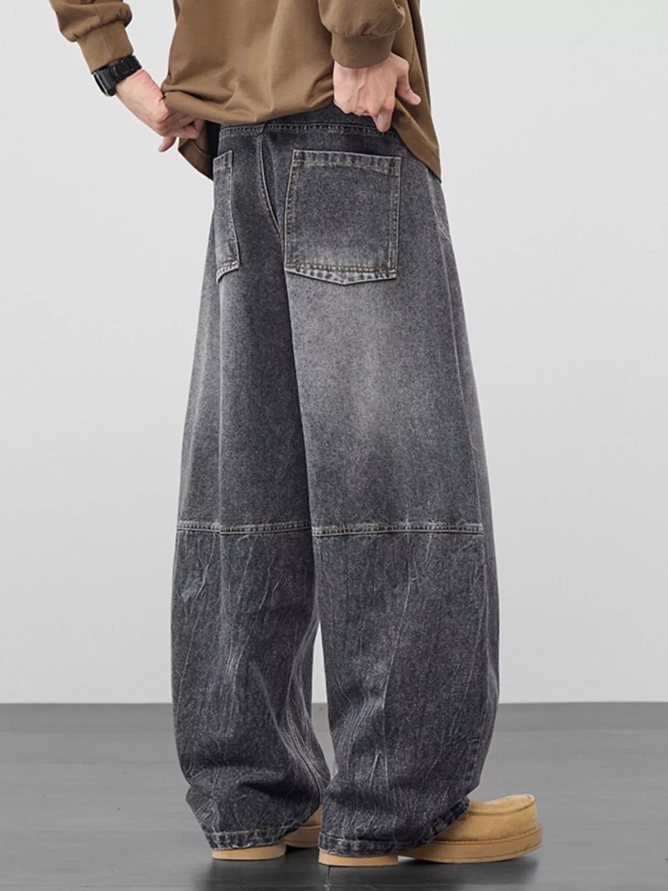men's men's plus size wide leg jeans - additional angle
