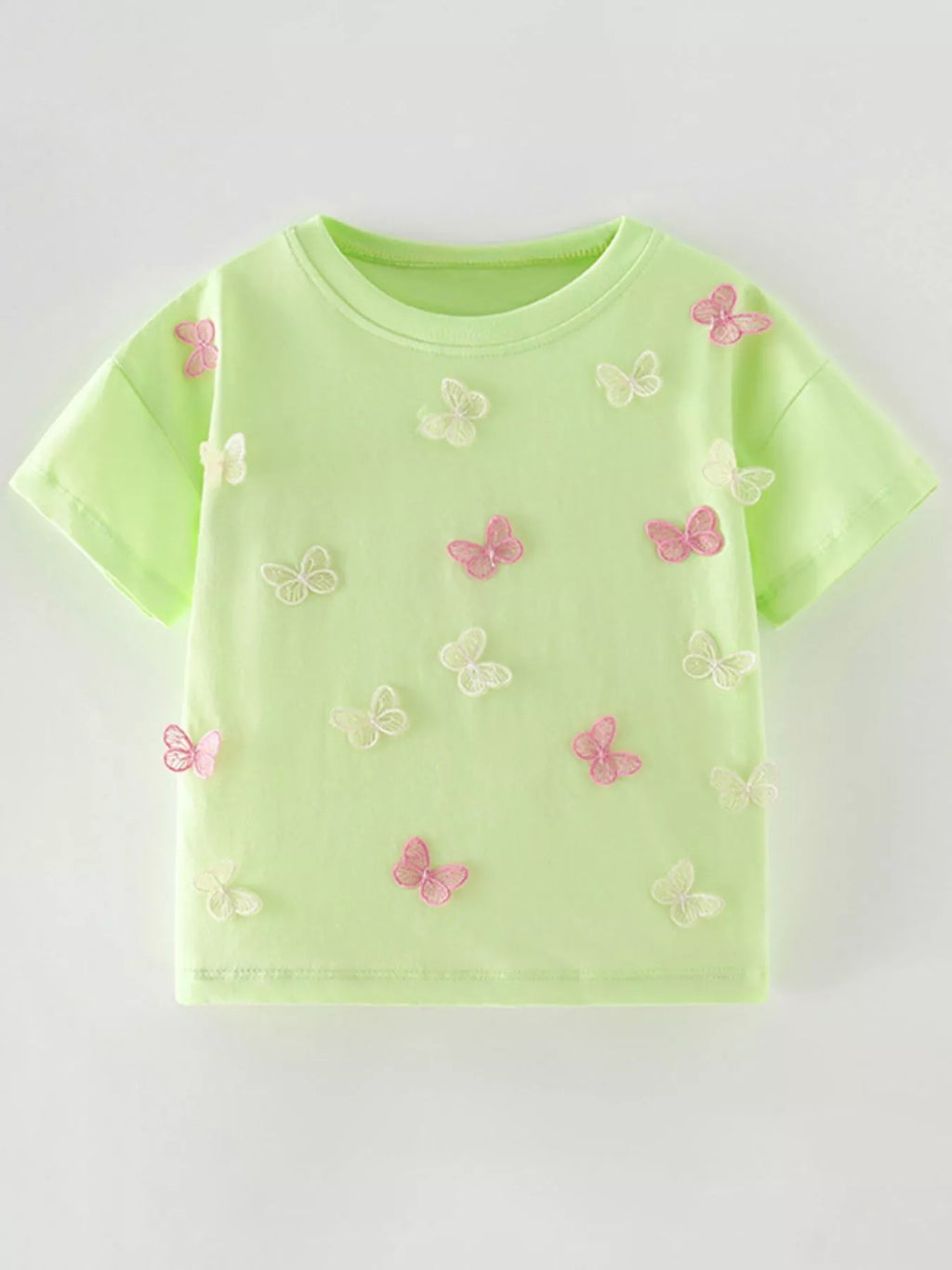 women's children's butterfly applique short sleeve t-shirt - main product image