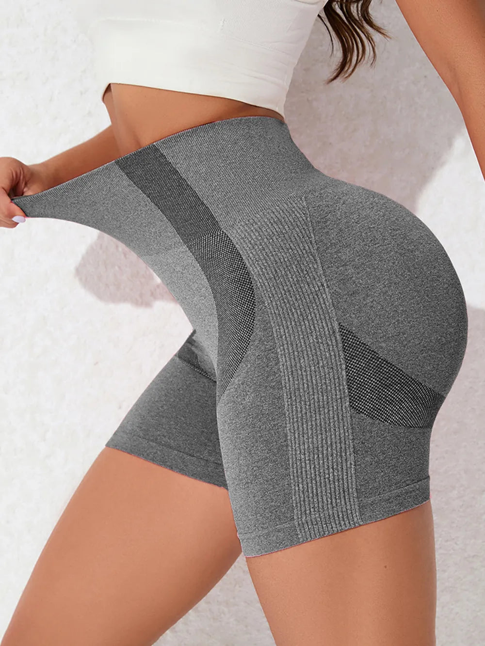 women's high waist active shorts - back view