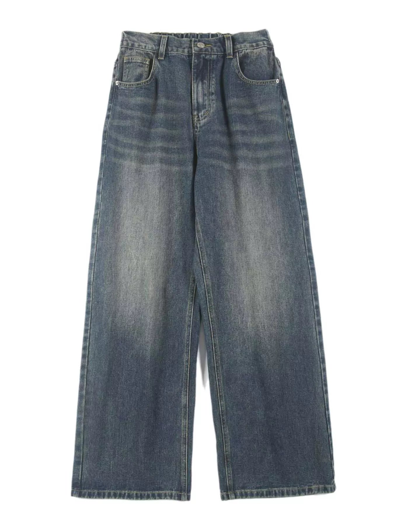 men's men's full size washed straight jeans plus size - additional image