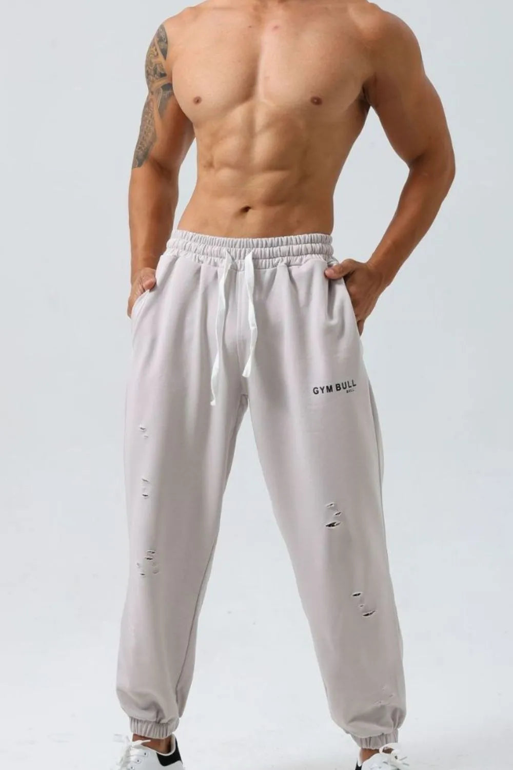men's plus size distressed drawstring joggers — men’s activewear view