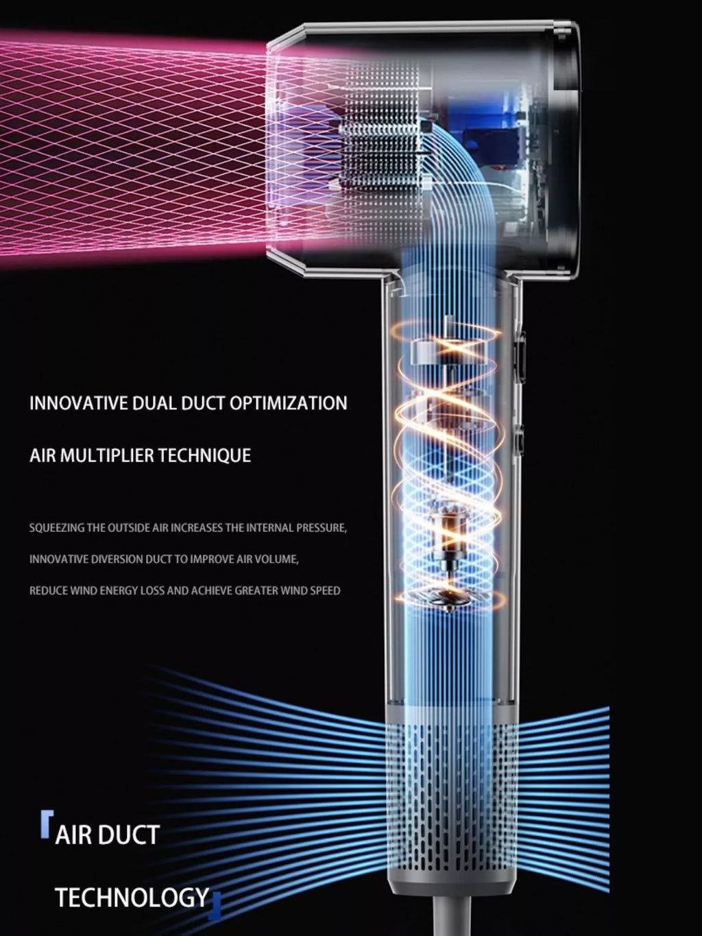intelligent temperature control high-speed hair dryer - close-up detail