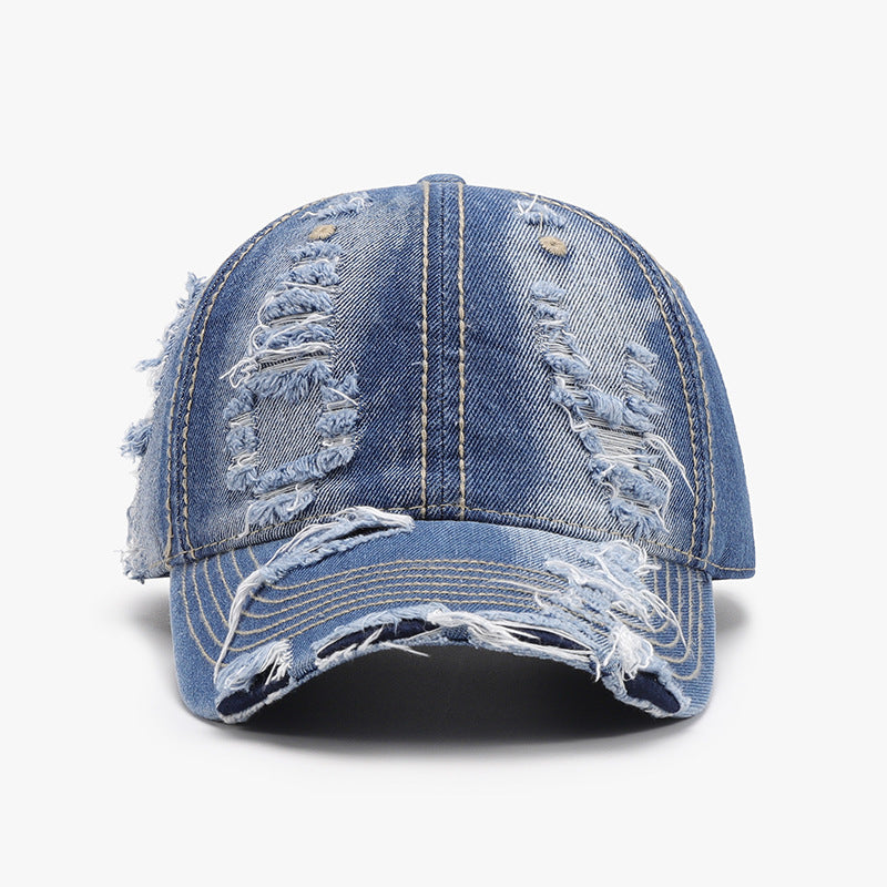 Distressed Adjustable Cotton Baseball Cap Light One Size