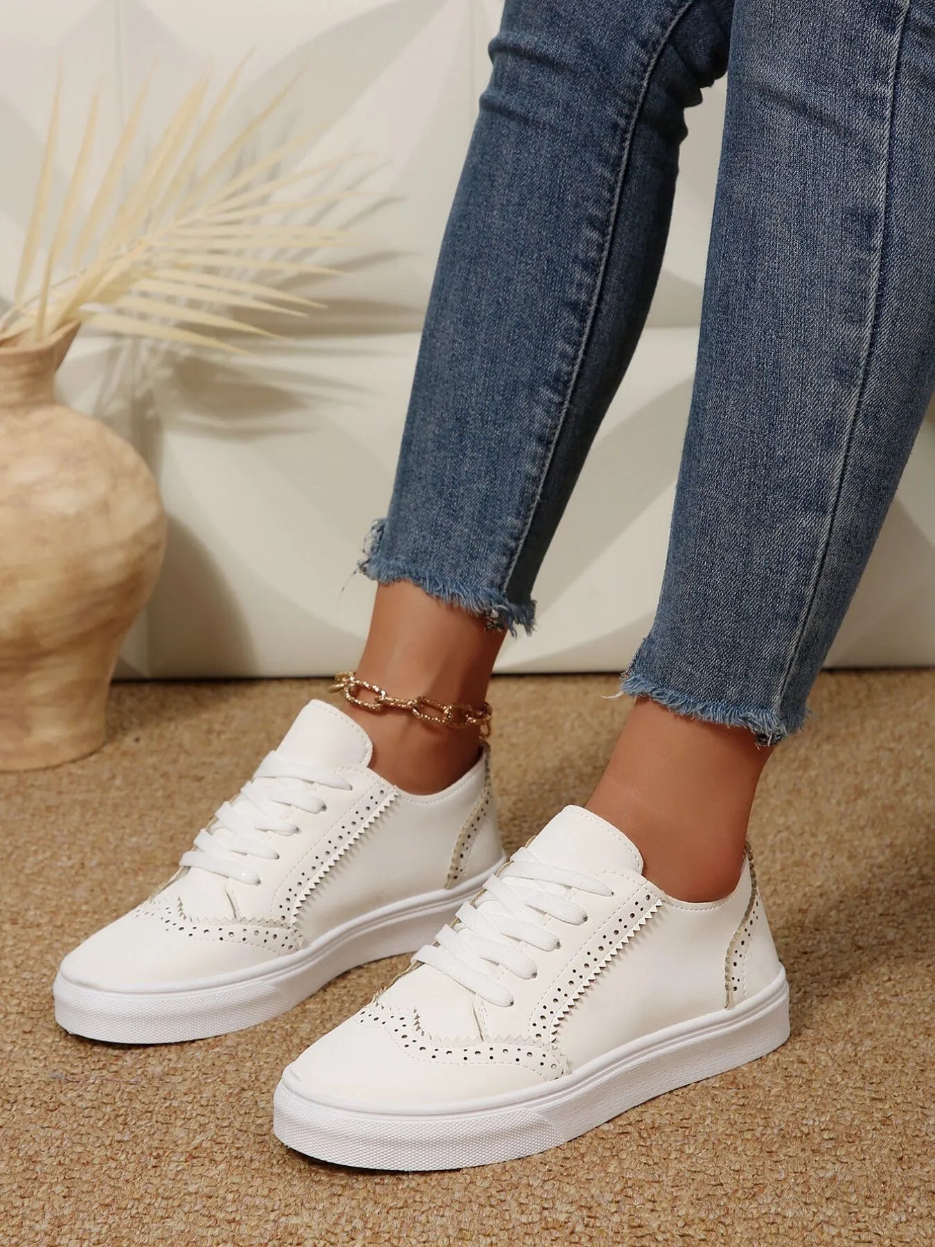 women's lace up round toe platform sneakers - extra view