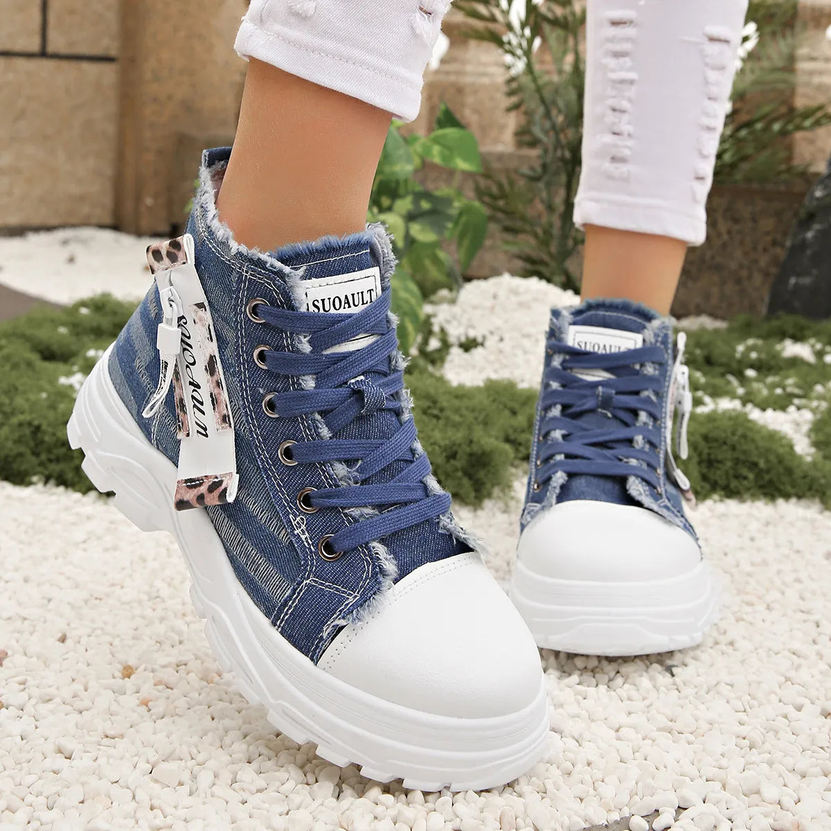 women's lace up platform sneakers - extra view