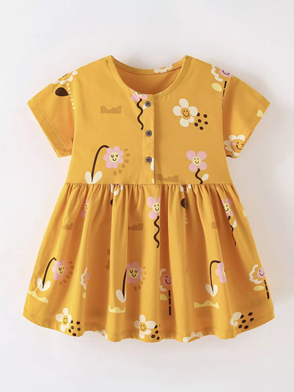 women's children's floral print button-front casual dress - alternate angle