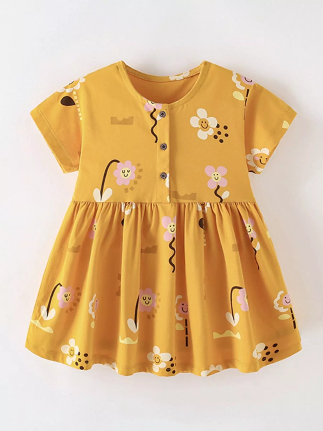 women's children's floral print button-front casual dress - alternate angle