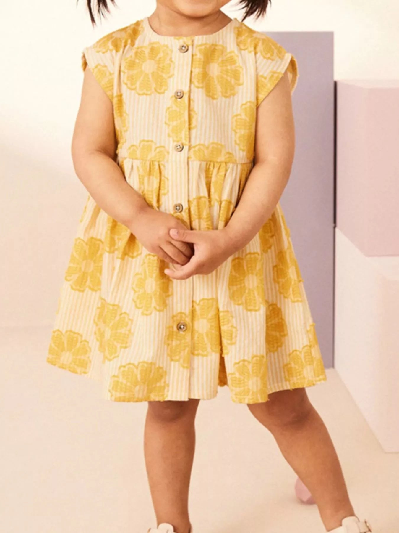 women's children's floral print button-front casual dress - product showcase
