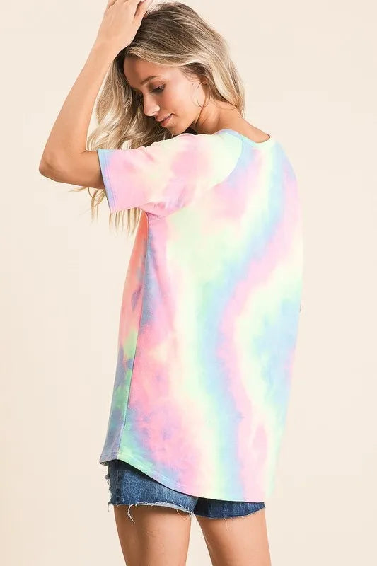 women's bibi tie dye french terry print top - product detail
