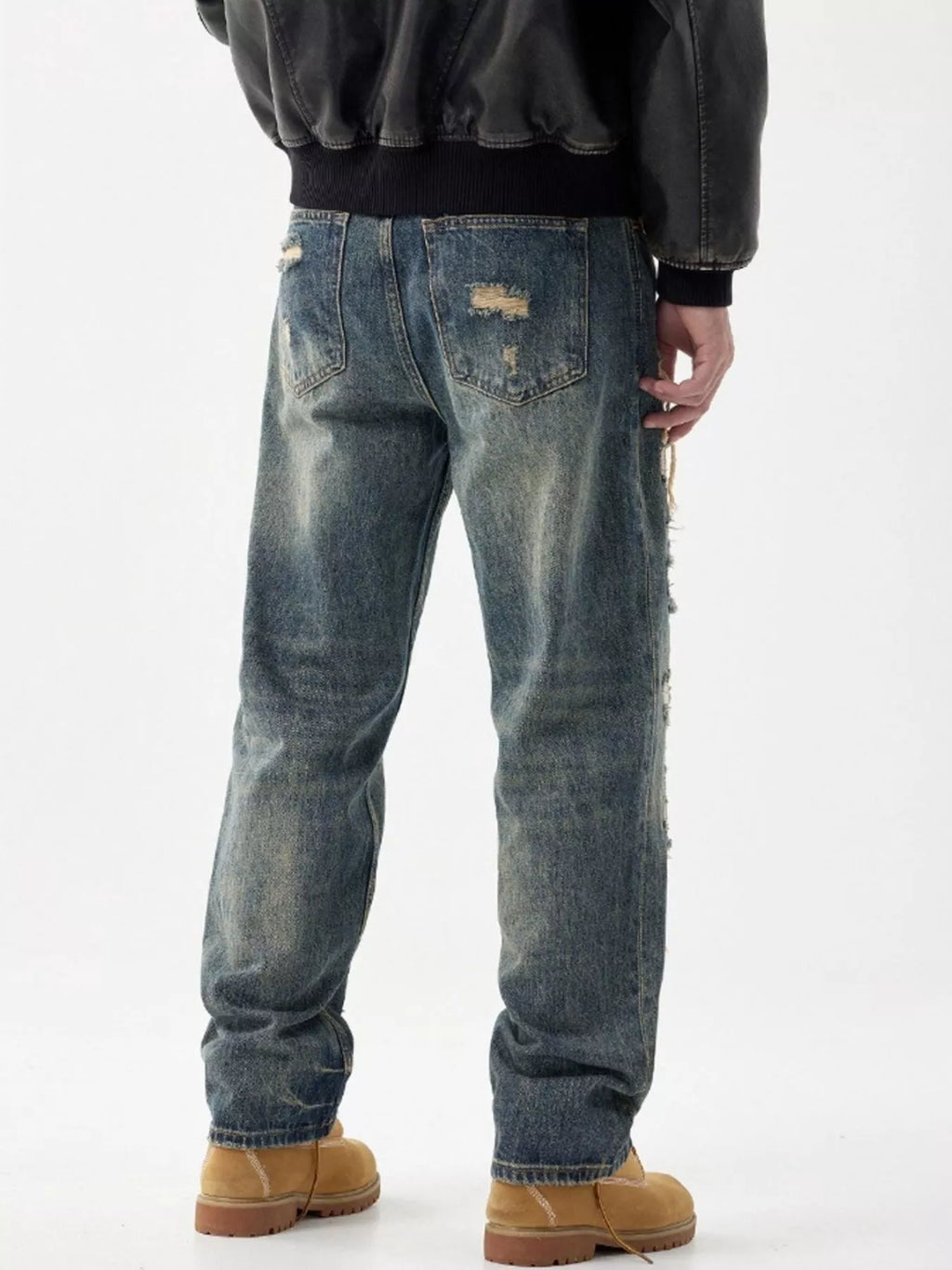 men's men's distressed wide leg jeans - product detail