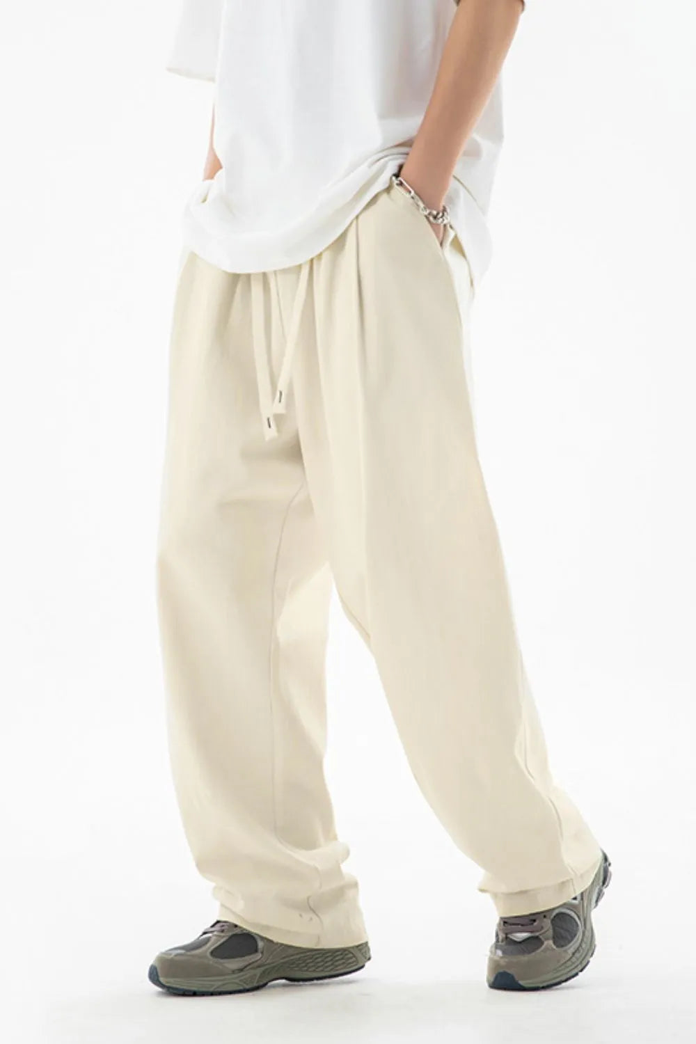Men's Drawstring Sweatpants with Pockets Ivory