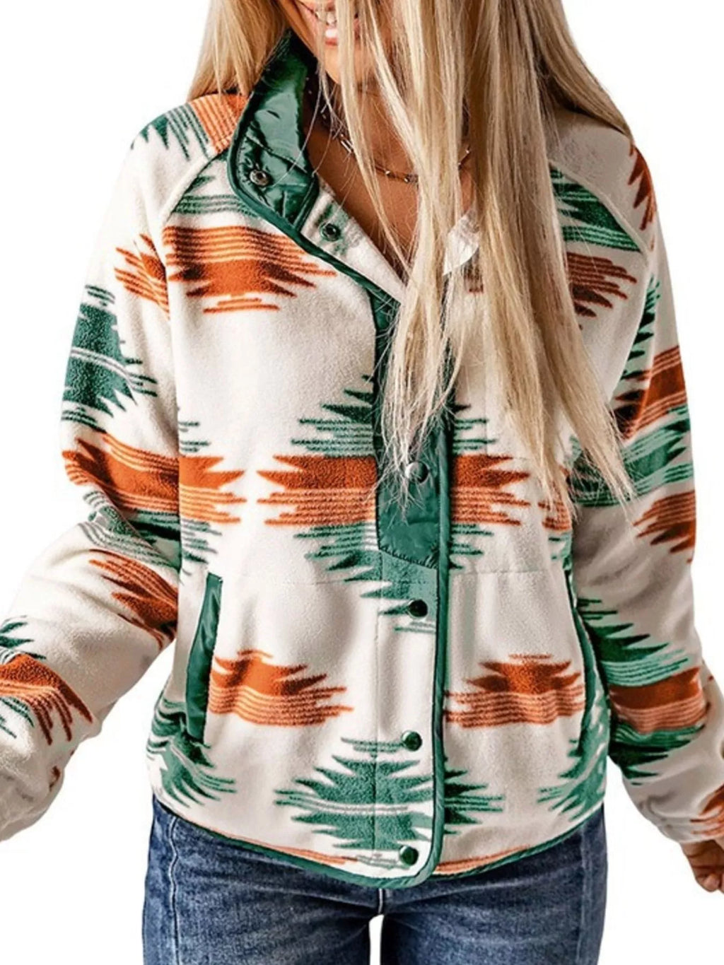 women's geometric snap down jacket - extra view
