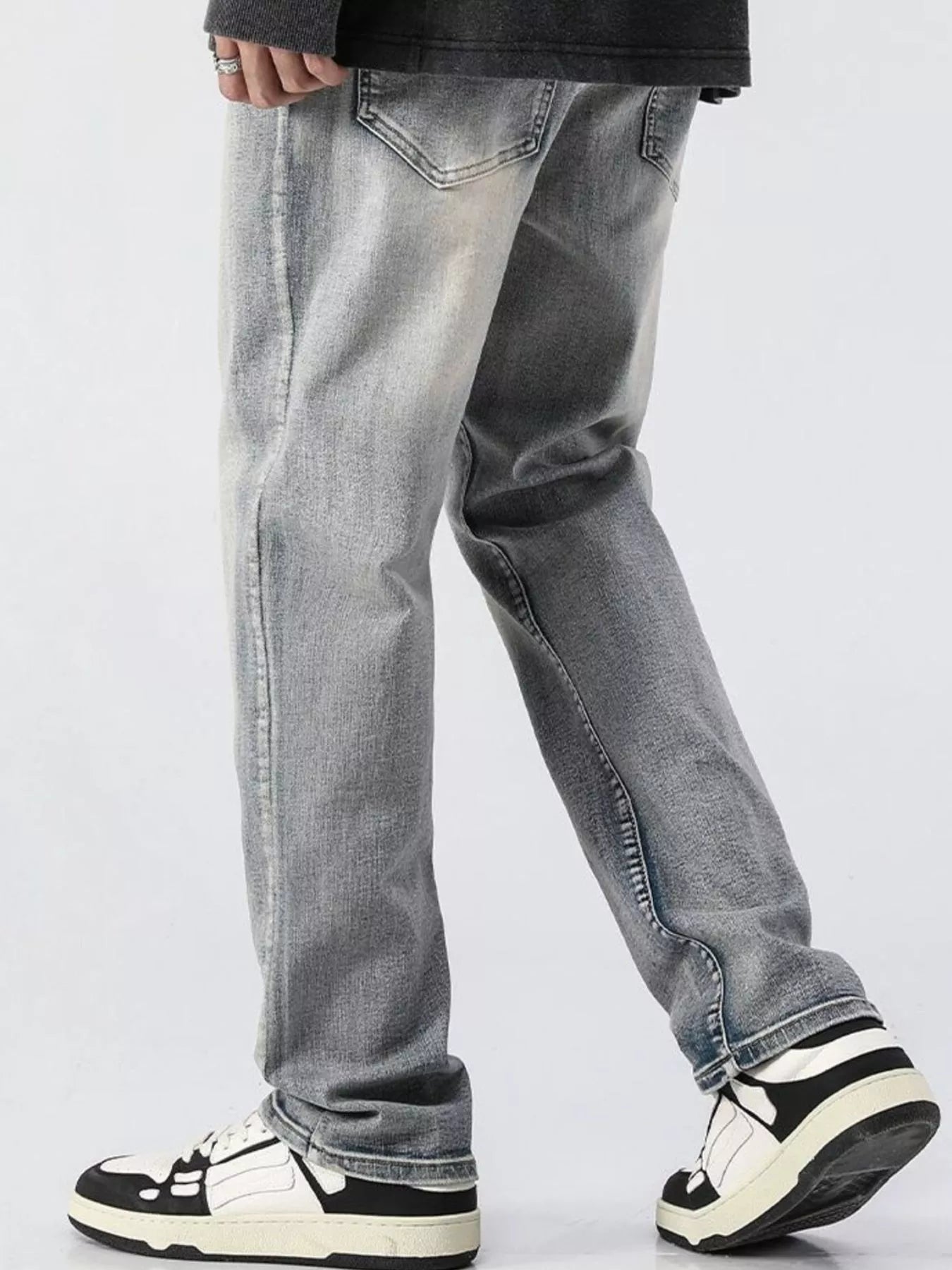 men's men's full size vintage wash loose fit jeans plus size - styling option