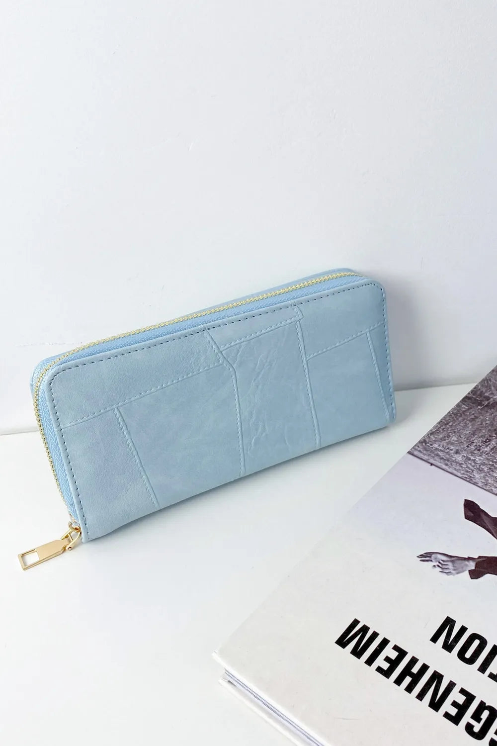 PU Leather Mulit-Interlayer Wallet Mint Blue One Size