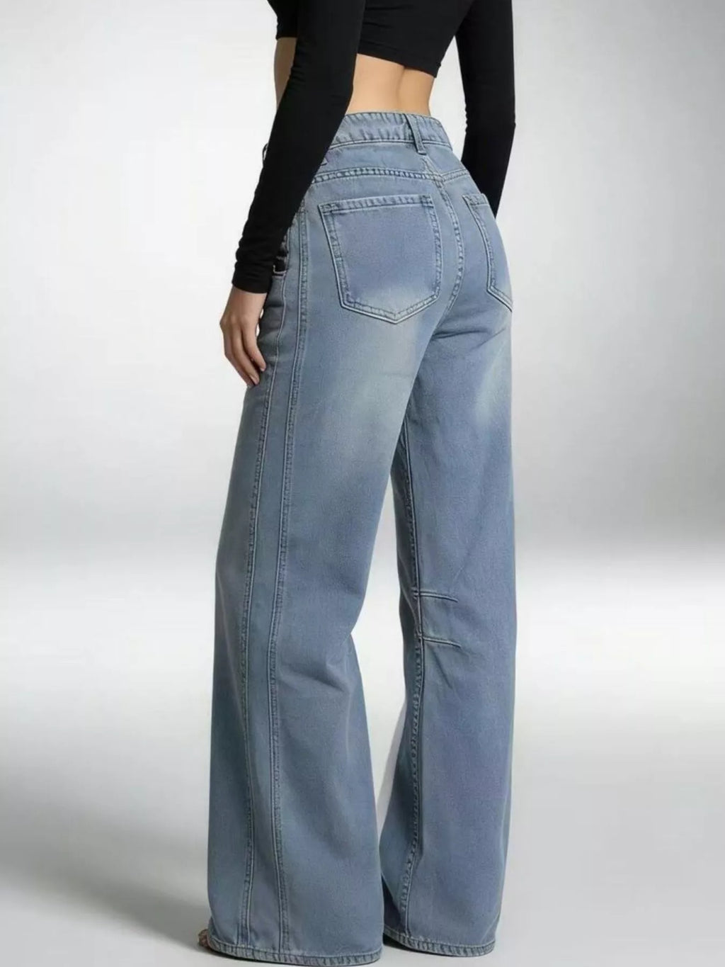 women's wide leg wash jeans - additional image
