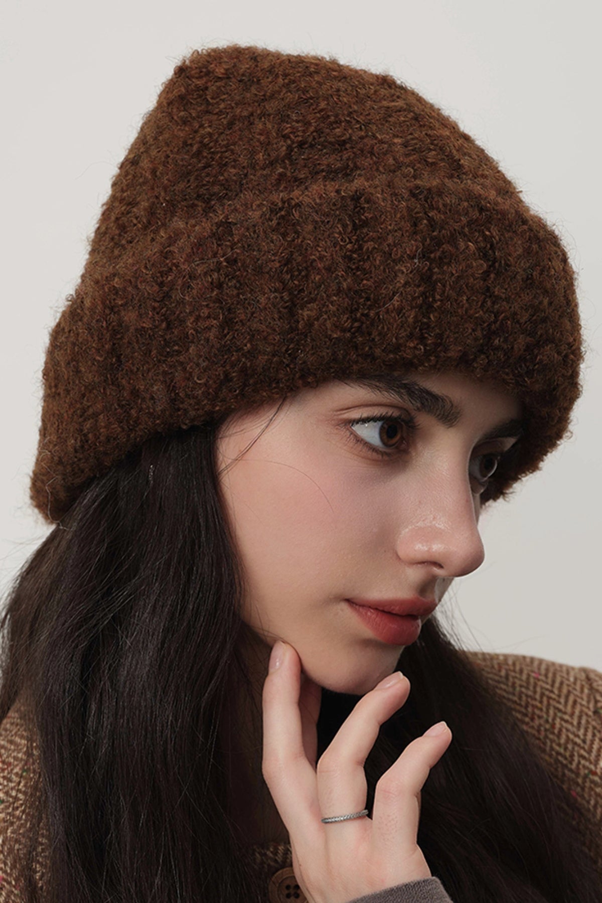 Solid Color Thermal Knit Hat Chocolate One Size