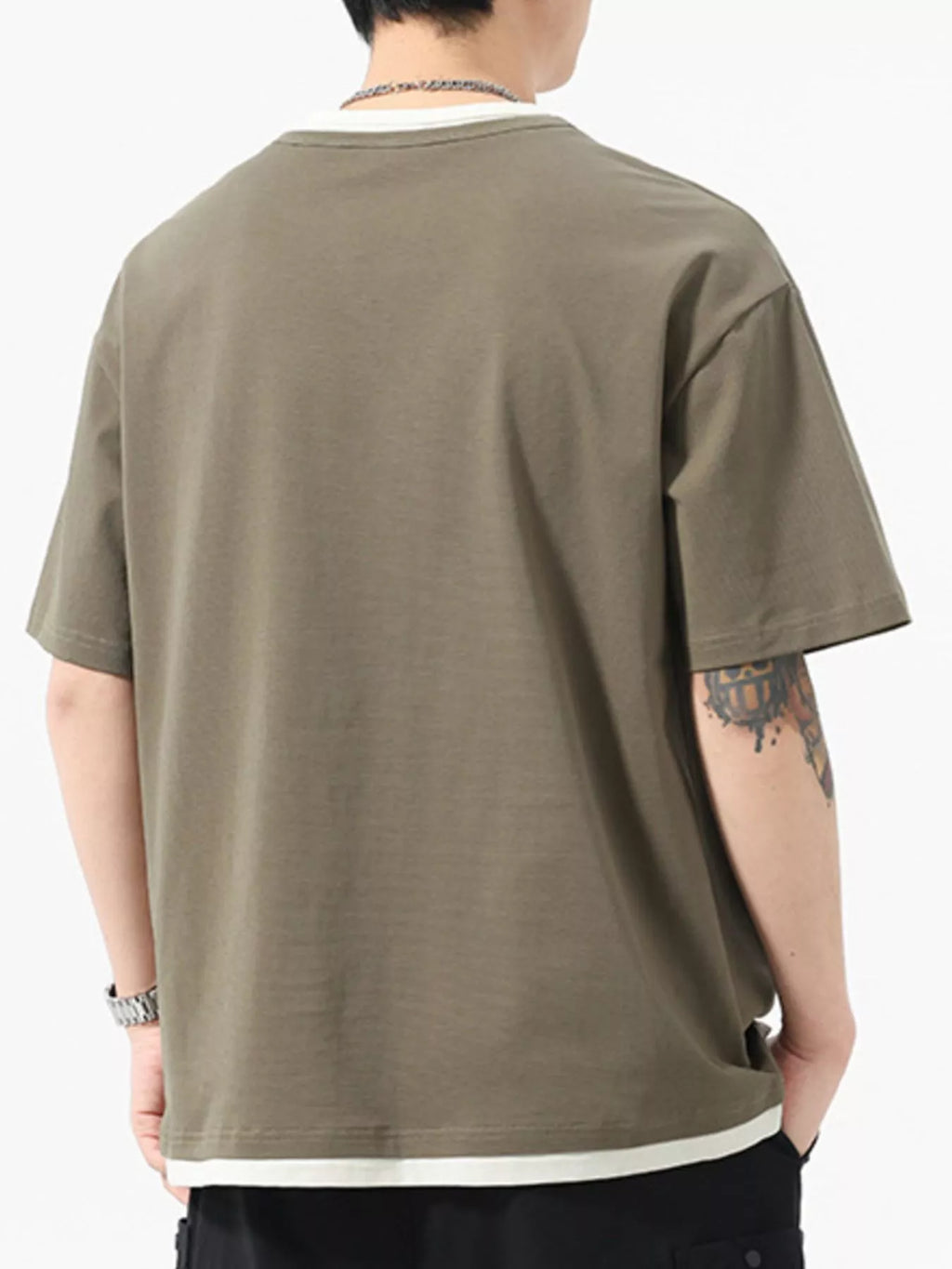 men's men's plus size contrast trim short sleeve tee - lifestyle shot
