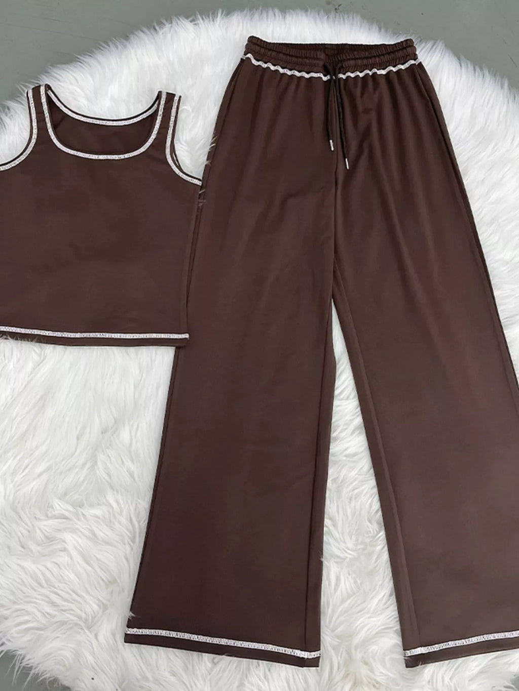 women's scoop neck tank top and drawstring pants set - additional image