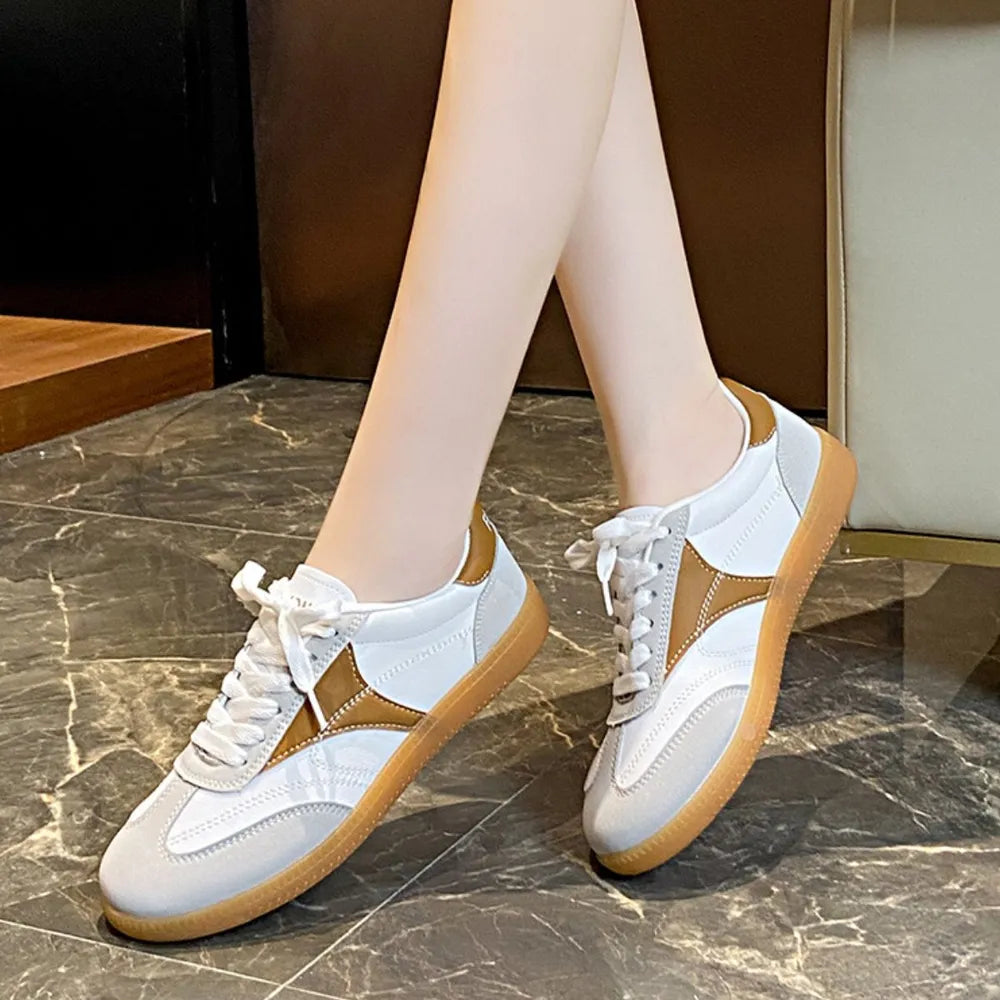 Round Toe Flats Sneakers Khaki