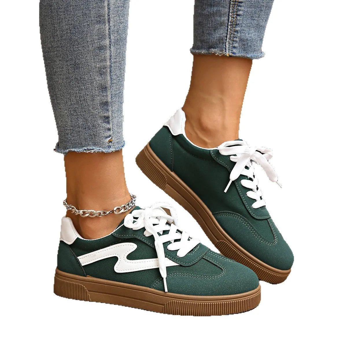 women's lace up platform sneakers - additional angle