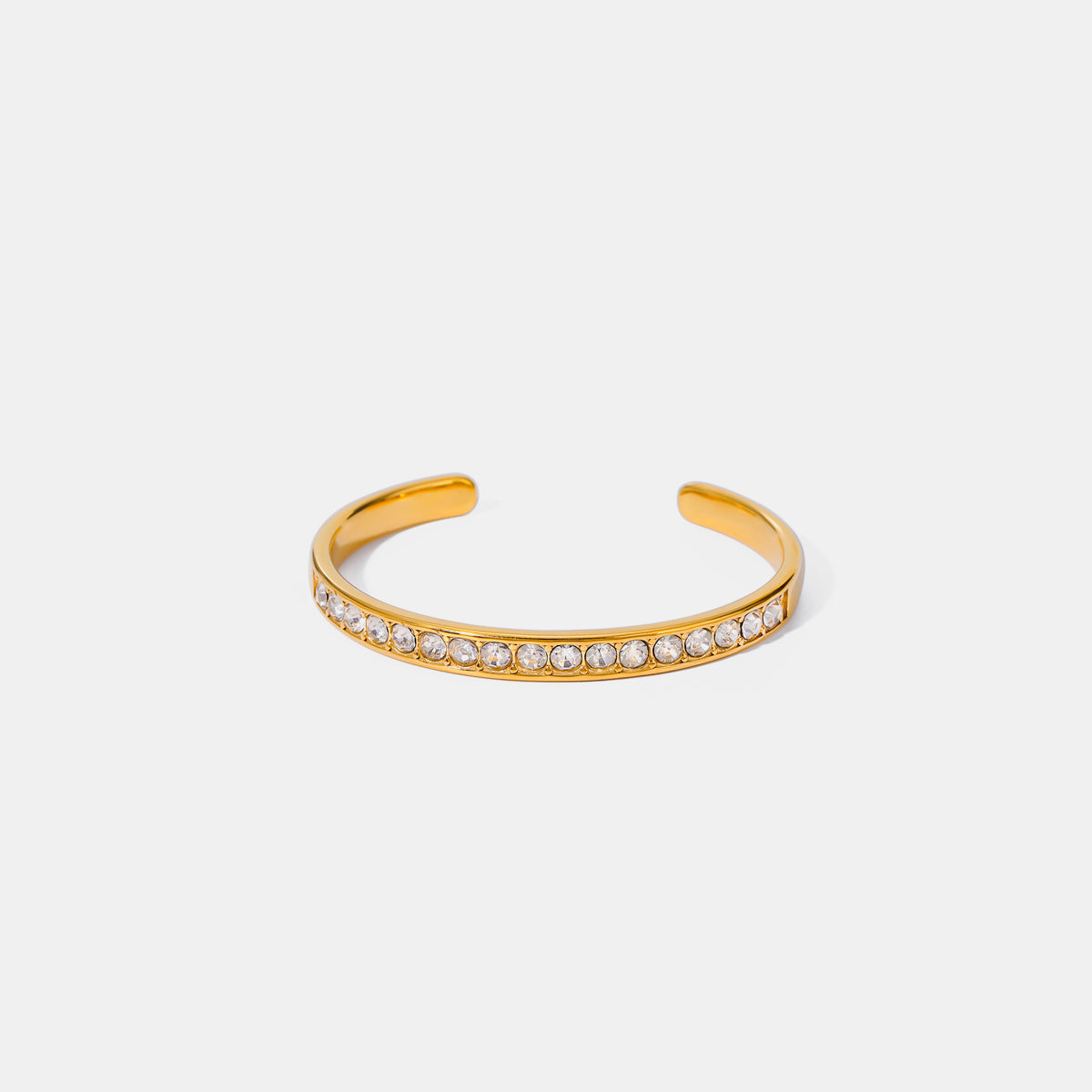 Stainless Steel Inlaid Zircon Bracelet Gold One Size