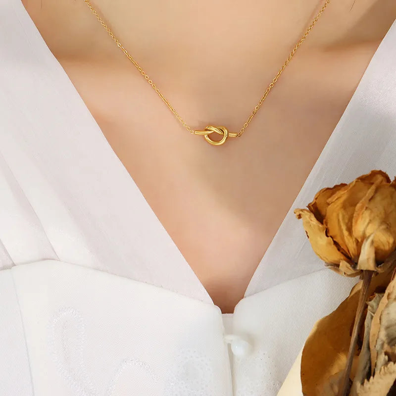 18k gold-plated knotted necklace — women’s apparel view