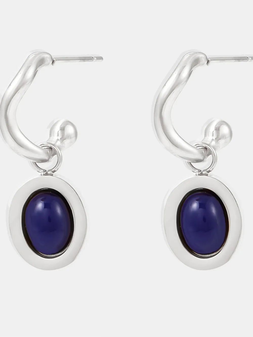 Stainless Steel Oval Drop Earrings Steel Kyanite One Size