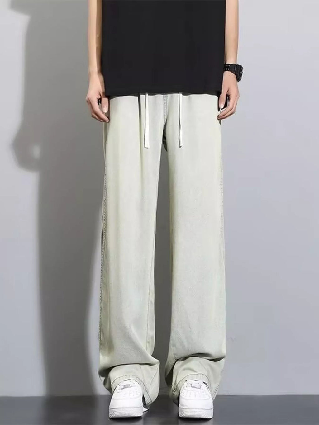 men's men's full size vintage wash wide leg jeans plus size - main product image