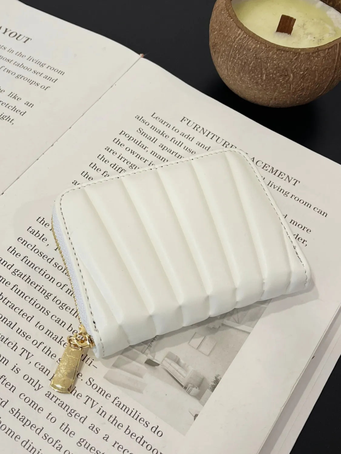 Solid PU Leather Mini Wallet White One Size