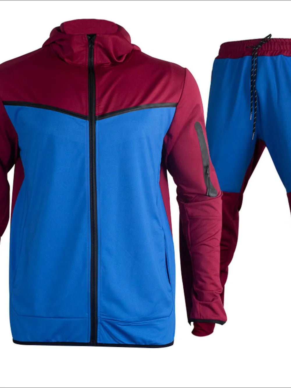 Men's Full Size Zip Up Top and Pants Set Plus Size Deep Purple