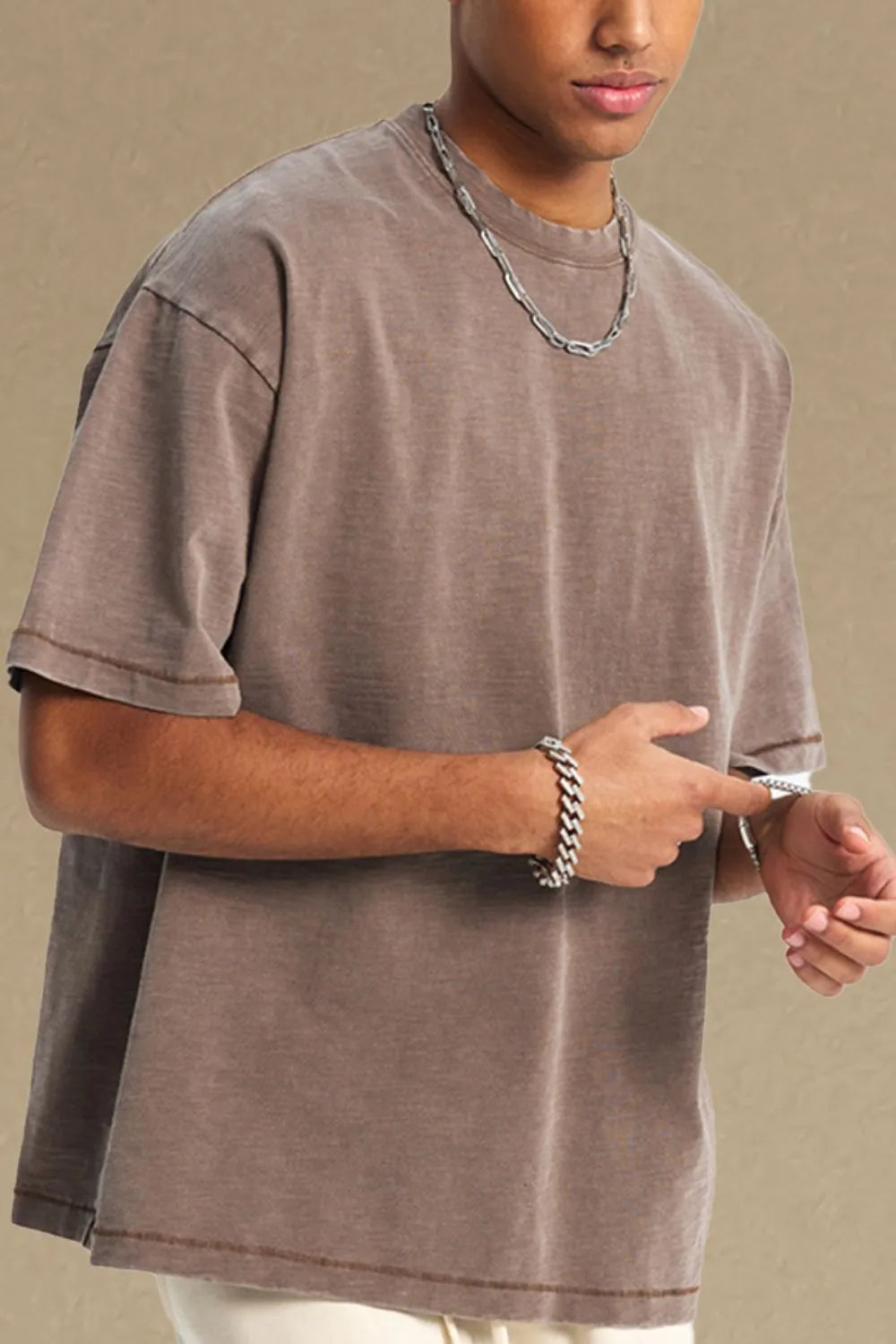 Men's Round Neck Half Sleeve T-Shirt Mocha